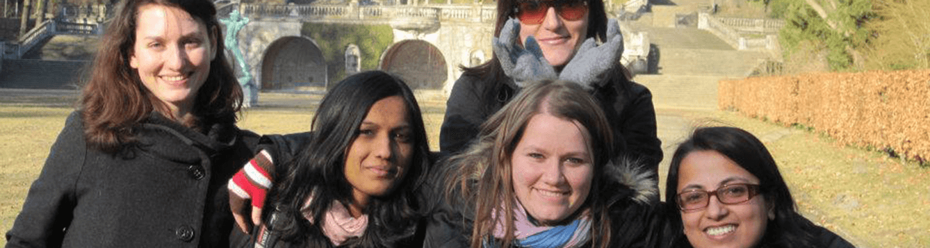 CALS faculty member Misti Sharp pictured with four peers during her study abroad experience in Germany