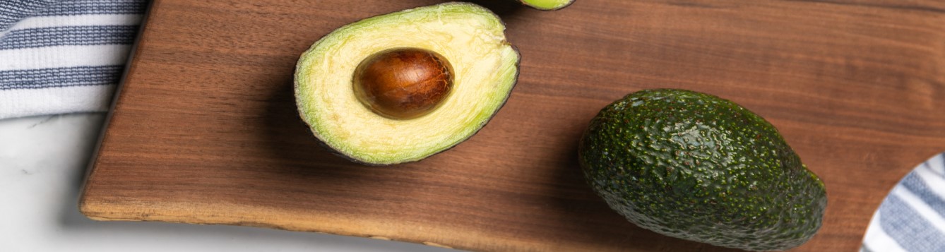 Sliced avocado on a cutting board