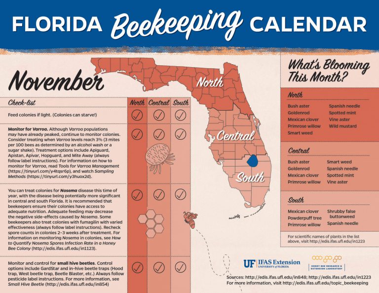 Beekeeping Management Calendar November UF/IFAS Entomology and