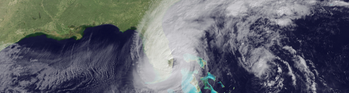 Satellite imagery of a hurricane eye beginning to move over South Florida