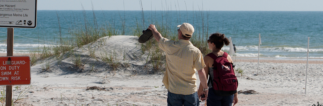 People visiting a St. Augustine beach