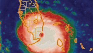 Doppler radar view of a hurricane approaching florida