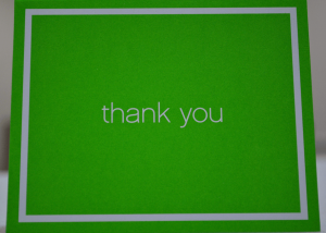 Photo of a thank you card