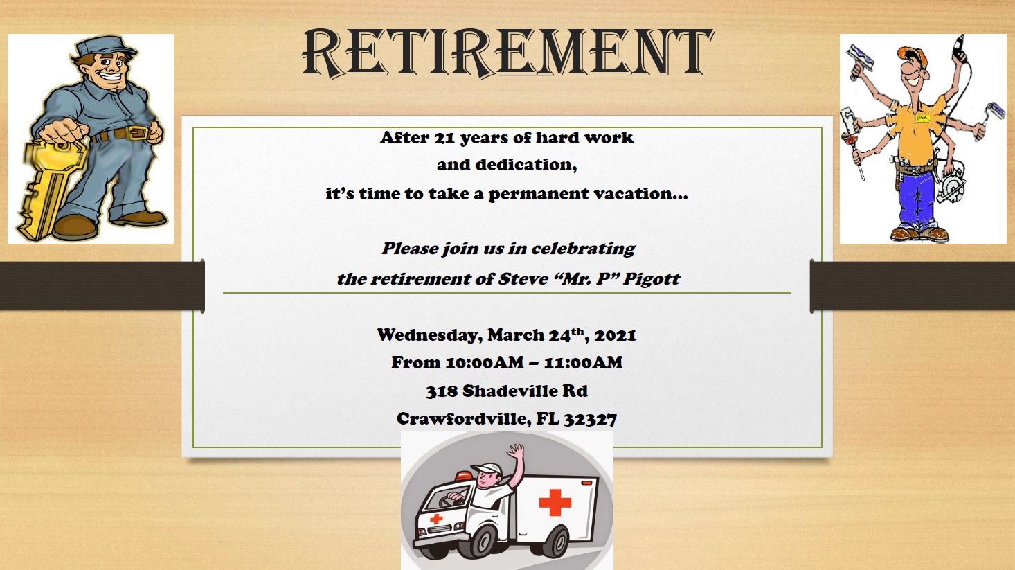 2021 Steve Pigott Retirement flyer
