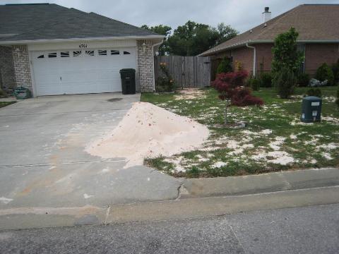 pile of sand in driveway
