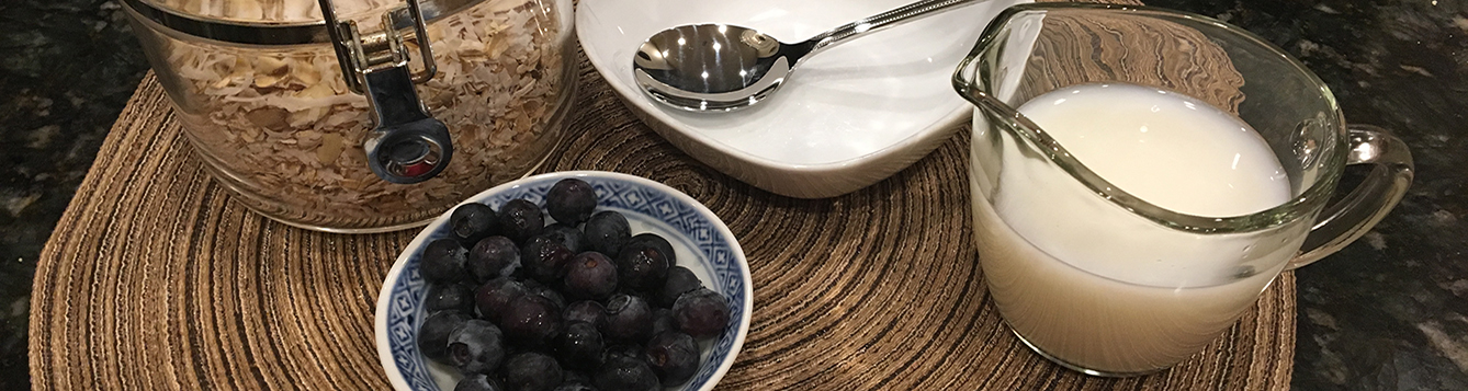 Homemade granola with bowl and blueberries