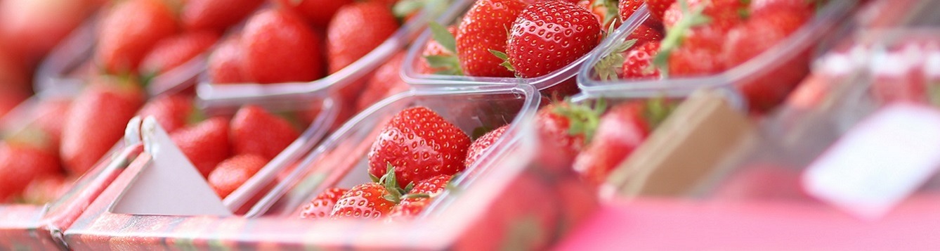 strawberries in produce display