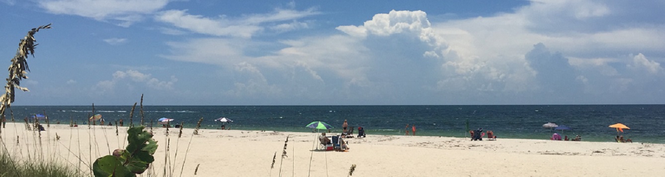 People enjoying Nokomis Beach in Sarasota County.