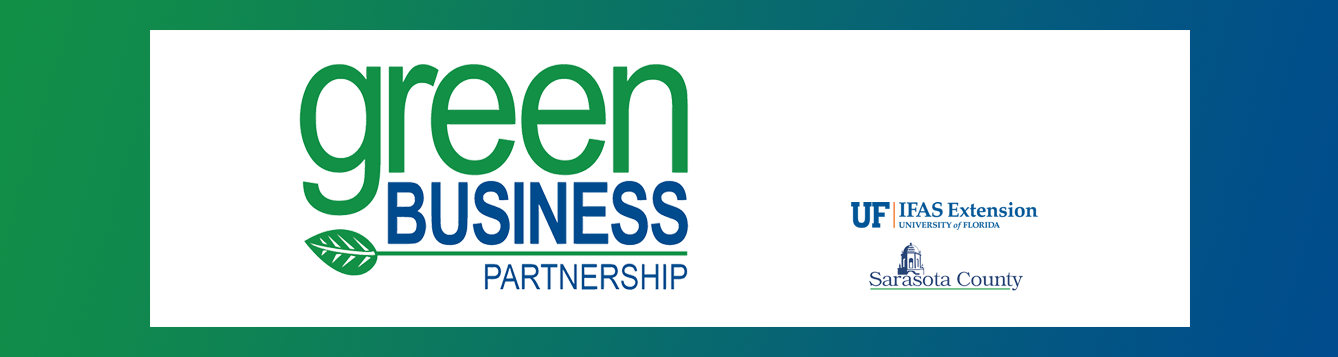 Green Business Partnership logo, with UF/IFAS Extension and Sarasota County Government logos