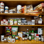 Food items stocked on the shelves of a home pantry. [CREDIT: UF/IFAS, Tyler Jones]