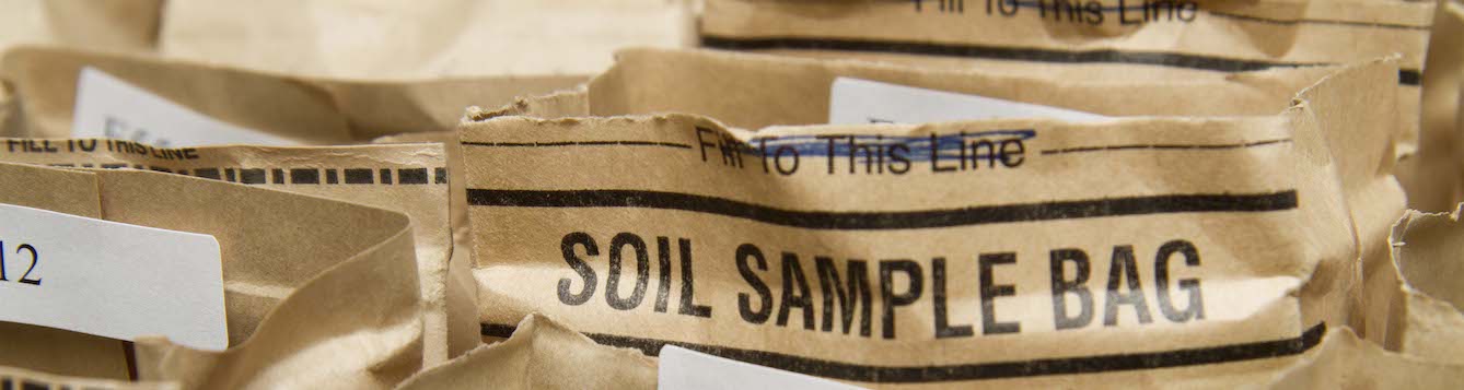 Bags of soil samples at the UF/IFAS soil testing lab