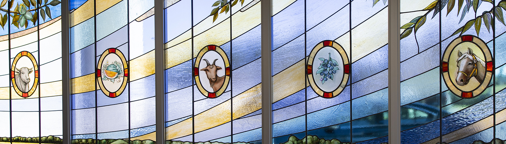 Stained glass window at the Alachua County office