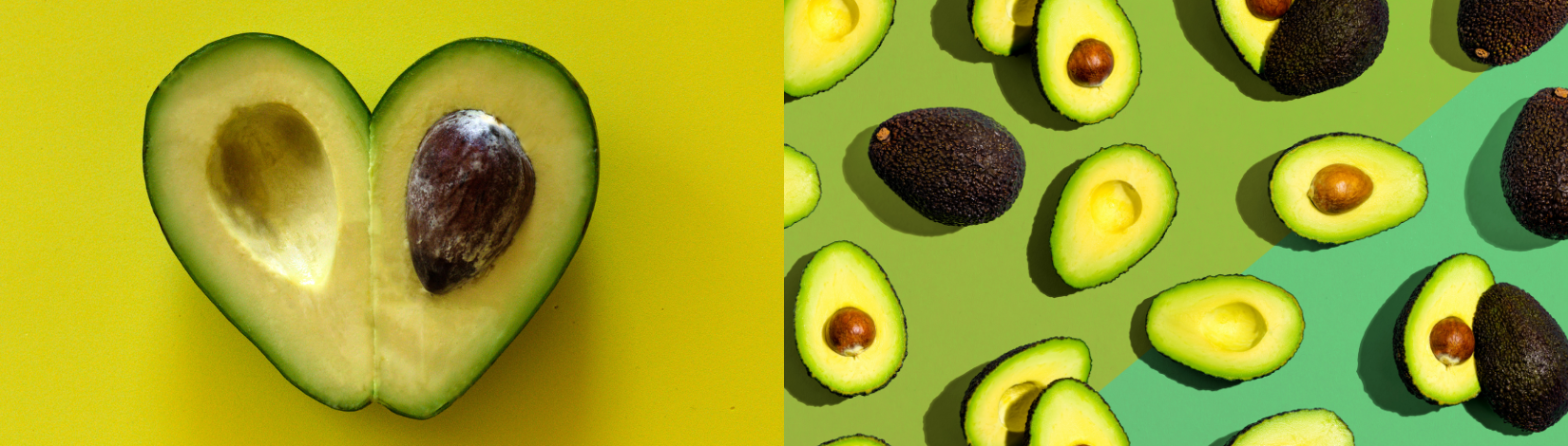 Images of avocado cut in half
