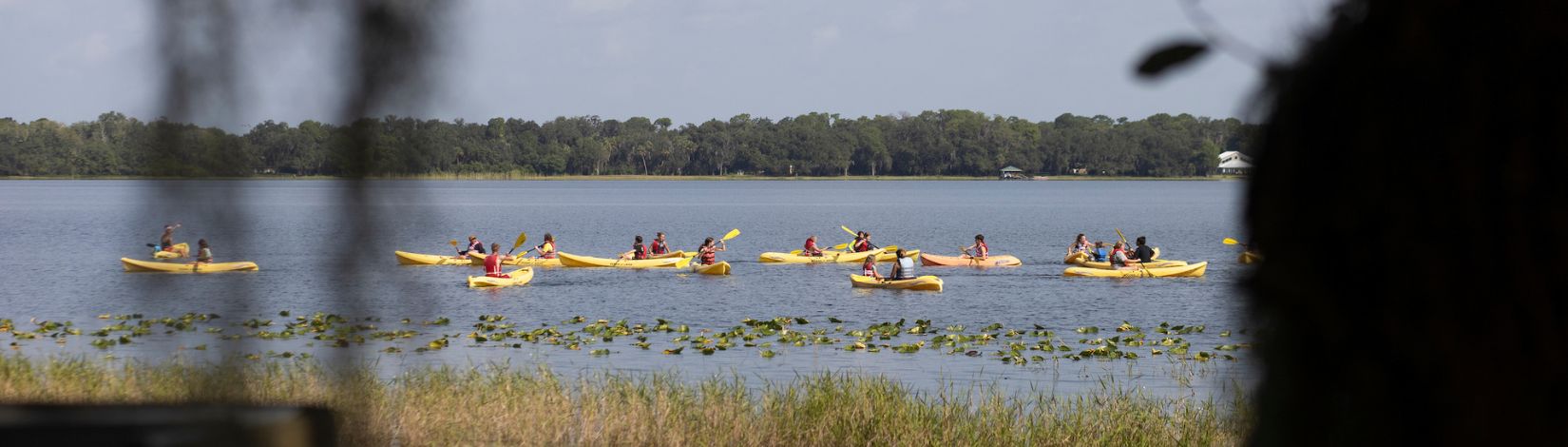 4H youth in a kayaking class at Camp Cloverleaf.