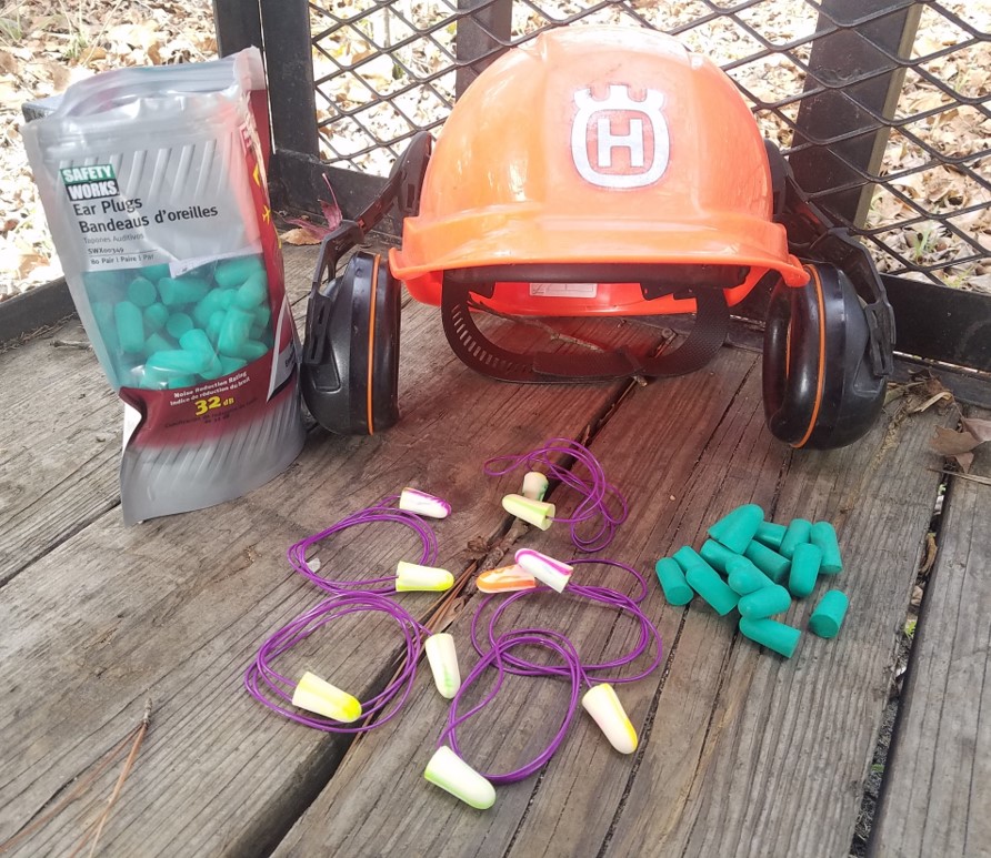 ear protection: earphones, and ear plugs