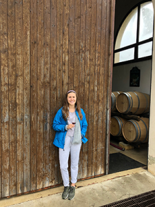 Mia at Domaine de Montels vineyard and winery in Albias, France.