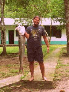 Diego Juarez Sanchez with armor catfish. 
