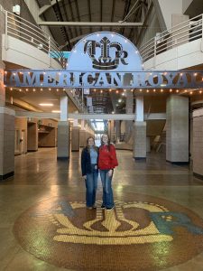 Two students in hall of American Royal.