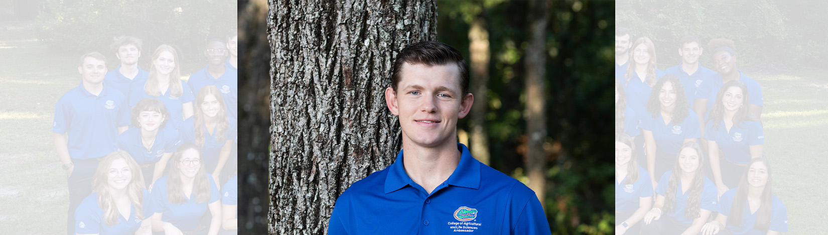 Seth's ambassador headshot and group photo for the 2024-2025 academic year