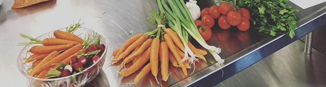 carrots, radishes, tomatoes, green onion