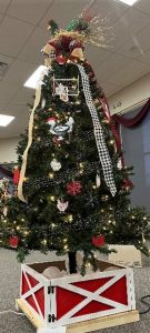 Holiday tree decorated with chickens