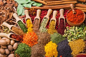 colorful composition of herbs and spices