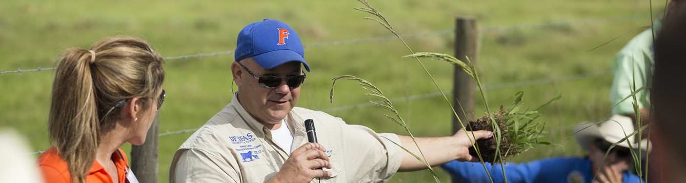 Man speaking at the Range Cattle Research and Education Center Field Day
