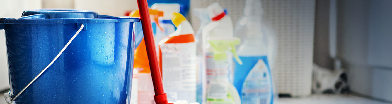 Bucket and cleaning supplies