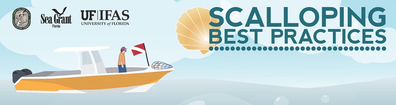 A boat and the text Scalloping Best Practices