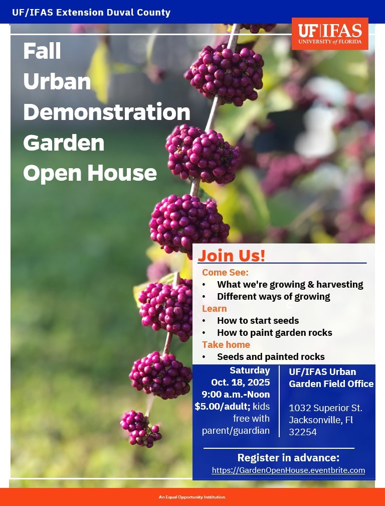 A picture advertising the demonstration garden open house.