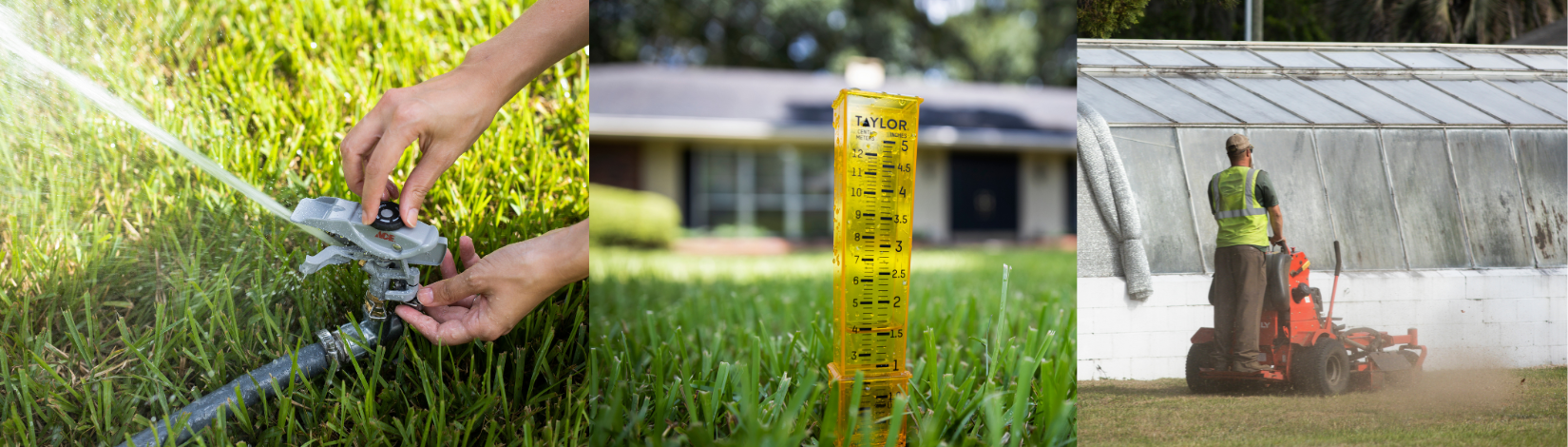 Irrigation calibration and mowing