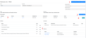 screenshot of the publication page with numbers indicating location on the page for the listed items