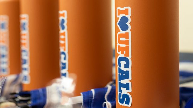 CALS water bottles in a row. Photo taken 07-05-23.