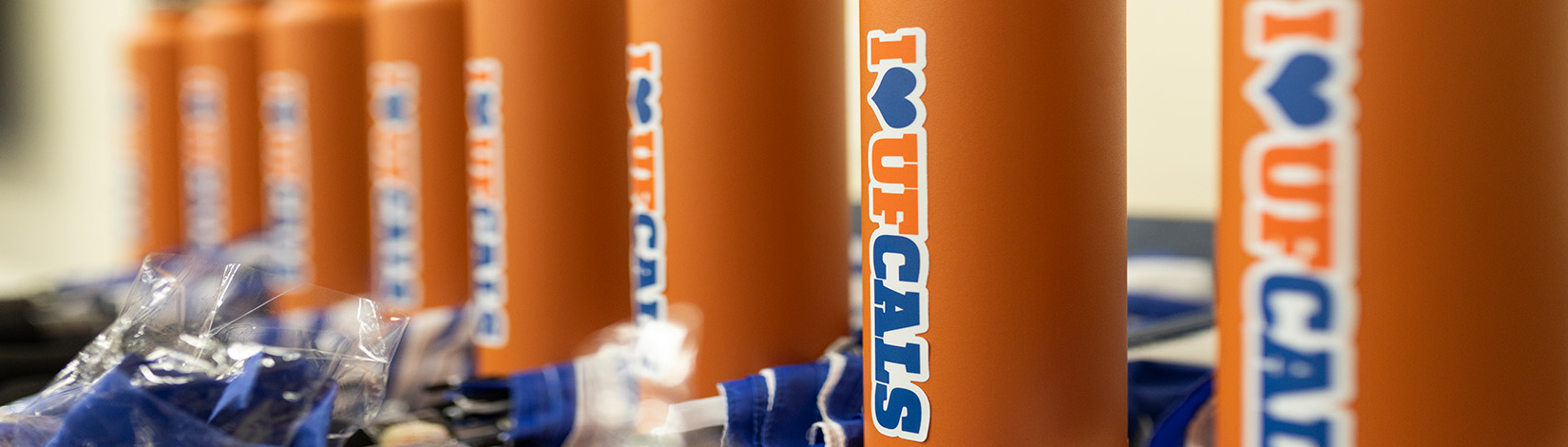 CALS water bottles in a row. Photo taken 07-05-23.