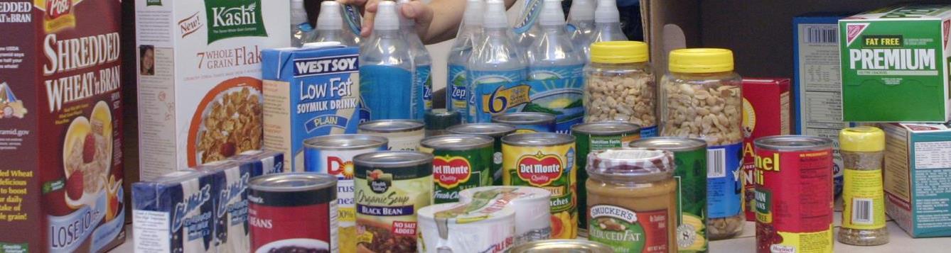 bottled water and canned food