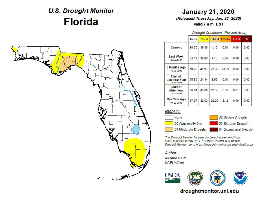 US drought monitor Florida insert