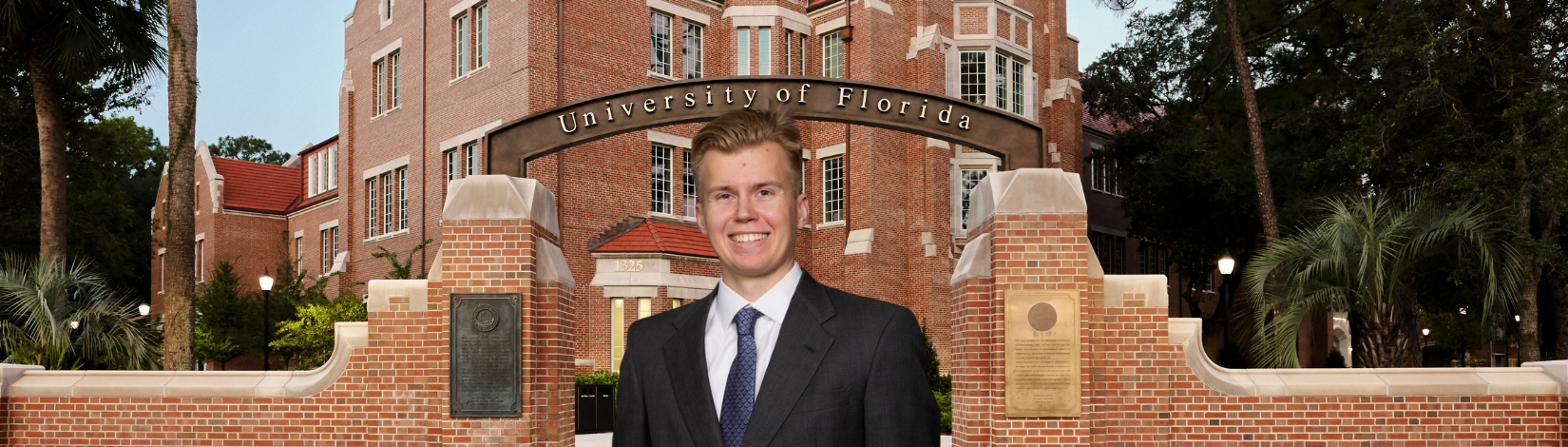 Gavin K. Scott in front of University of Florida building