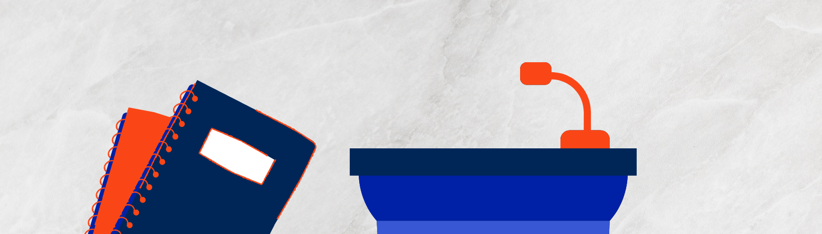 Set of notebooks and speaker's podium