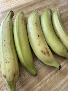Five green plantains.