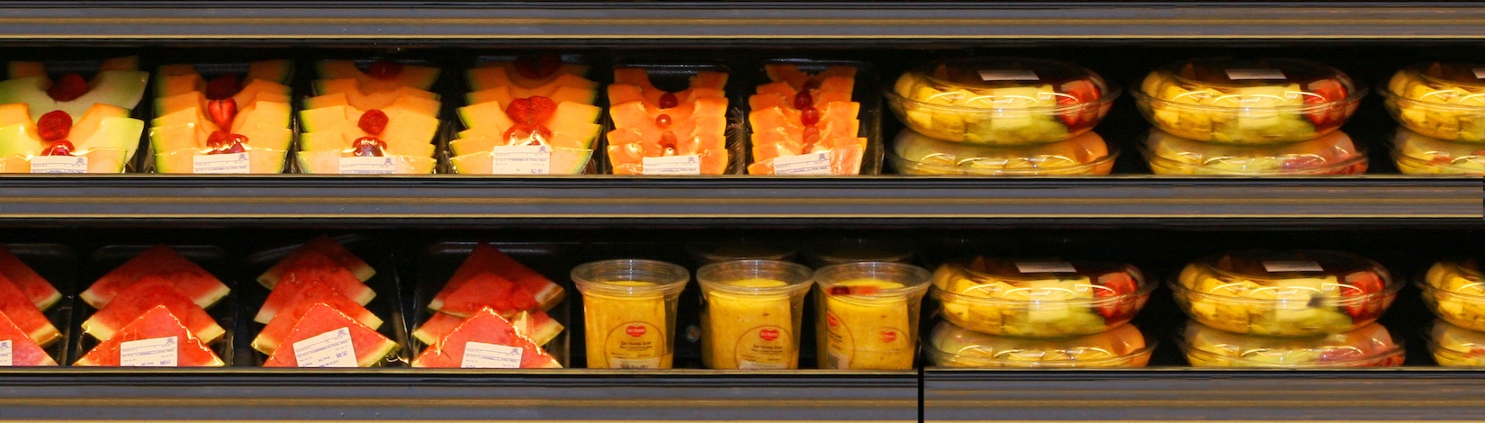 A depiction of the different packaging and processing of fresh fruit now available in US grocery stores. UF/IAFS photo: Thomas Wright