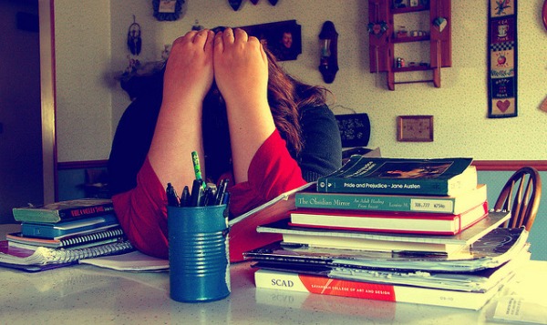 teen with too much homework