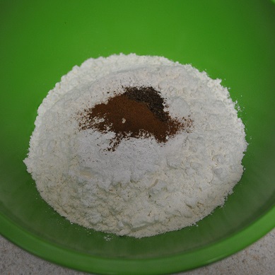 combine dry ingredients for chocolate chip muffins