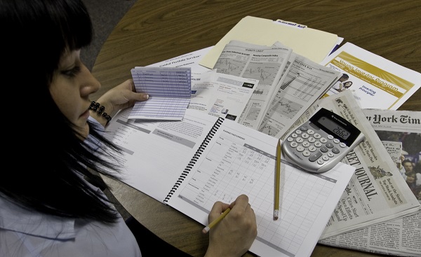 woman working on budget