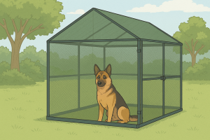 Dog in pen