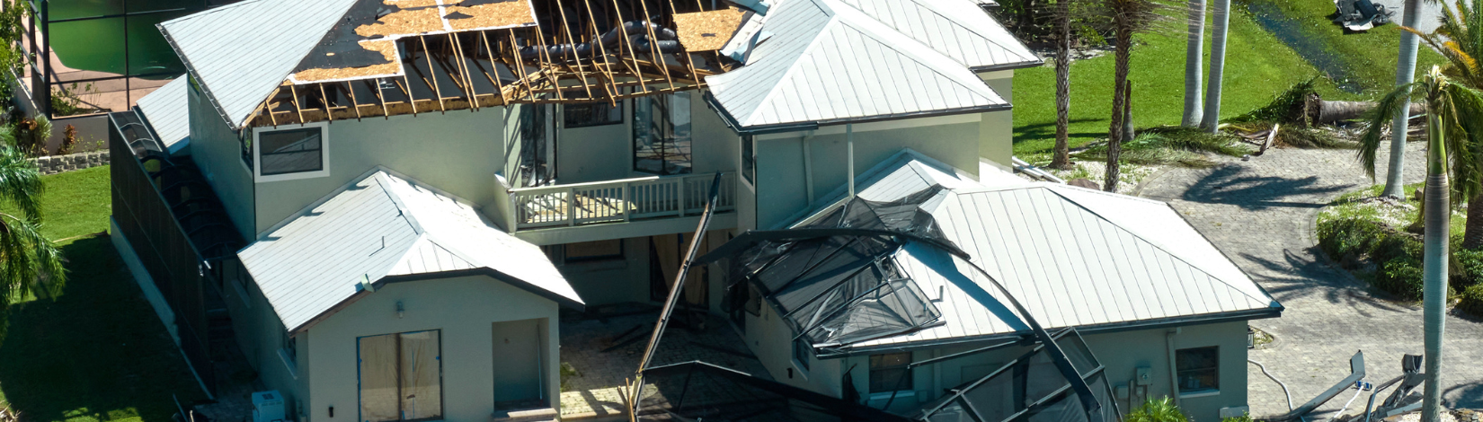 Hurricane damaged house
