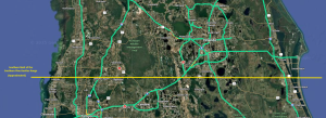 map of central Florida showing southern SPB range