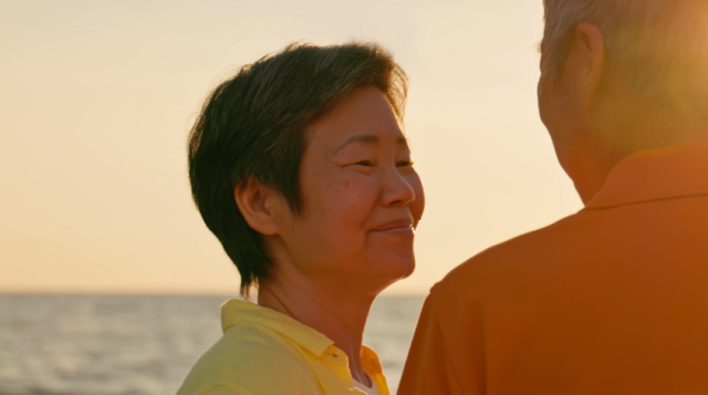 Woman and Man and sunset