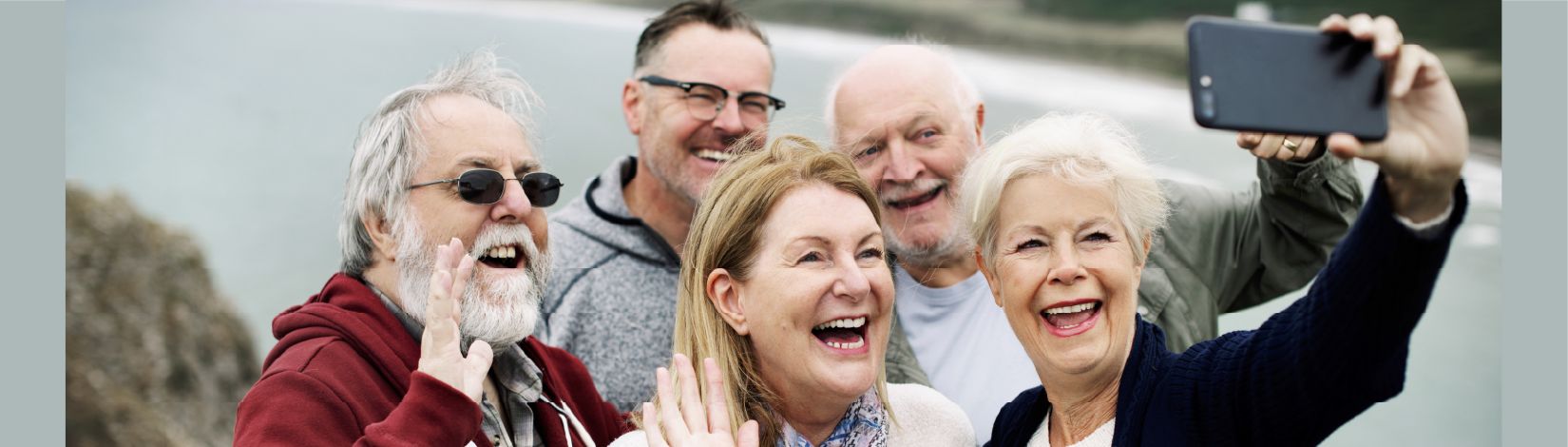 5 people taking a selfie