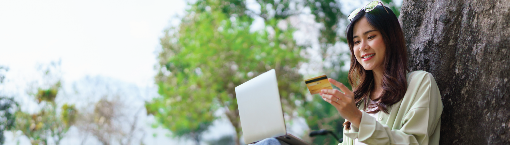 Woman holding credit card
