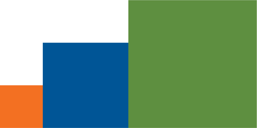 Sample of three colored squares all sized differently to hold varying weights.